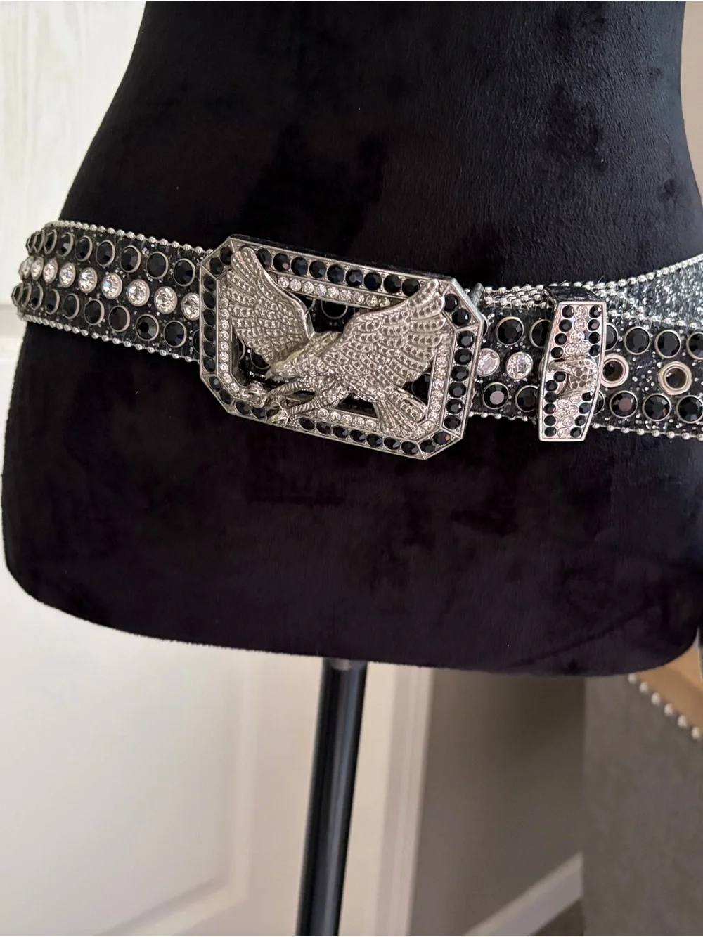 Embellished Black Crystal Men's Western Belt